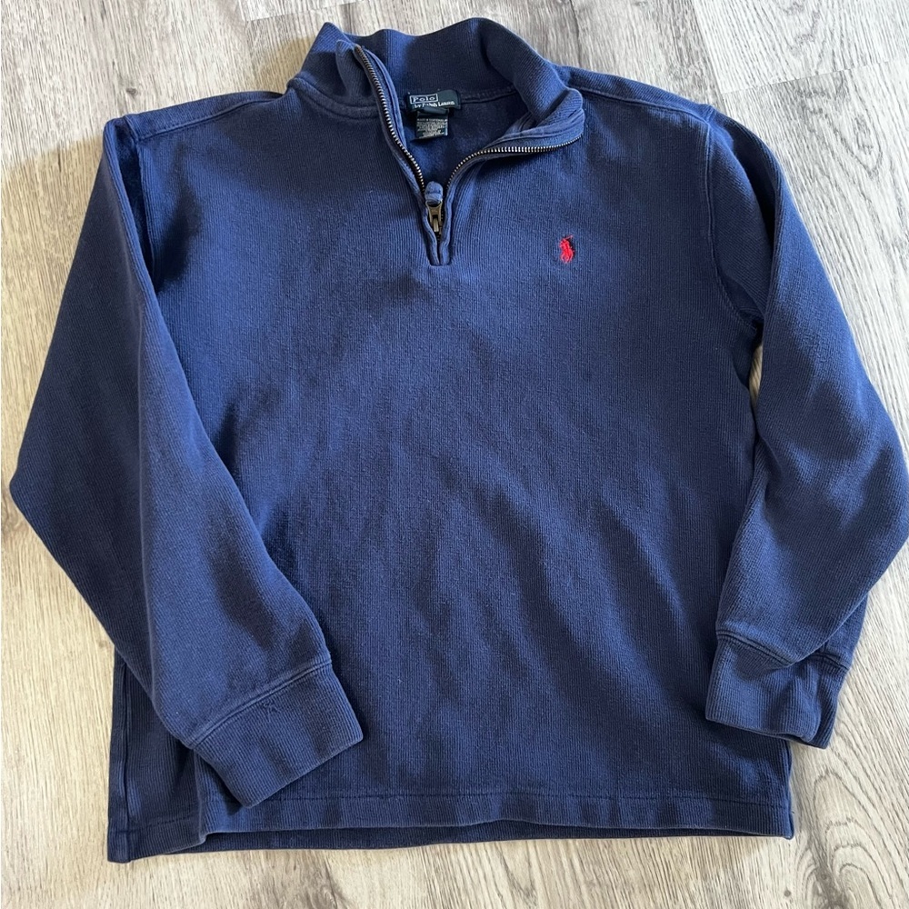 Vintage 2000s Polo Ralph Lauren Small Pony Logo Navy Half Zip Up Youth L